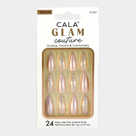 24PCS - Glam Couture Medium Almond Rosegold Glitter Press on Nail Set