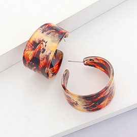 Abstract Printed Acrylic Hoop Earrings
