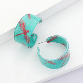 Dragonfly Printed Acrylic Hoop Earrings