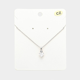 CZ Heart Stone Pendant Necklace