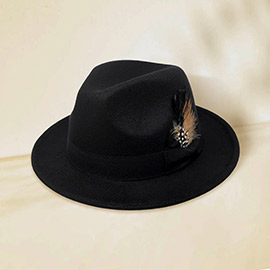 Feather Bow Pointed Fedora Hat