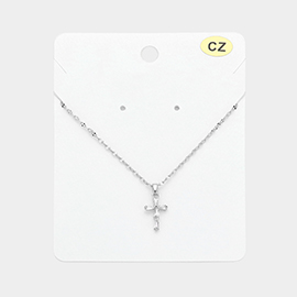 CZ Stone Cross Pendant Necklace