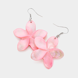 Mother Of Pearl Shell Flower Dangle Earrings