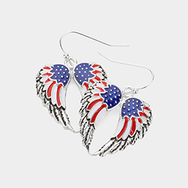 American USA Flag Wing Dangle Earrings 
