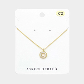18K Gold Filled CZ Stone Paved Pendant Necklace
