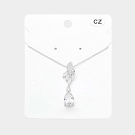 Teardrop Marquise CZ Stone Pointed Pendant Necklace