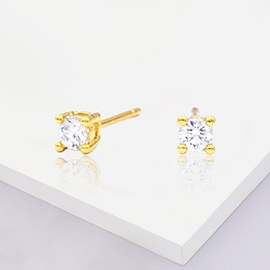 Gold Dipped 3mm Round CZ Stone Stud Earrings