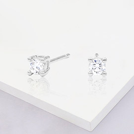 White Gold Dipped 3mm Round CZ Stone Stud Earrings