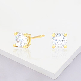 Gold Dipped 5mm Round CZ Stone Stud Earrings