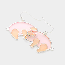 Enamel Translucent Pig Dangle Earrings