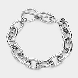 Stainless Steel Chunky Chain Toggle Bracelet