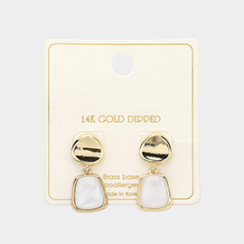 14K Gold Dipped Button Double Drop Earrings