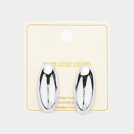White Gold Dipped Oval Mirror Done Earrings
