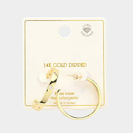 14K Gold Dipped CZ Stone Pointed Love Luv Hoop Earrings
