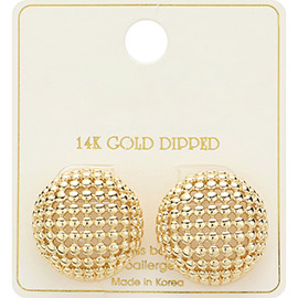 14K Gold Dipped Beaded Circle Stud Earrings