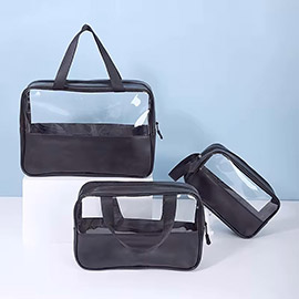 3PCS - Portable Transparent Travel Cosmetic Bag Set 
