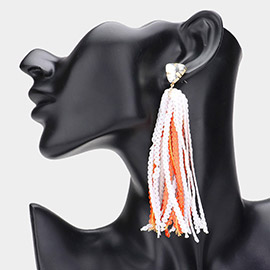 Triangle Stone Cluster Pointed Sequin Tassel Dangle Gameday Earrings