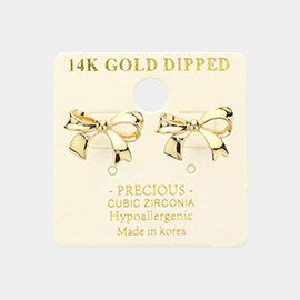 14K Gold Dipped Hypoallergenic Bow Stud Earrings