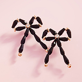 Faceted Beads Bow Earrings