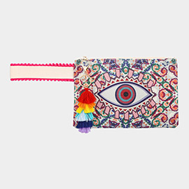 Evil Eye Pointed Tassel Keychain Pouch Bag / Clutch