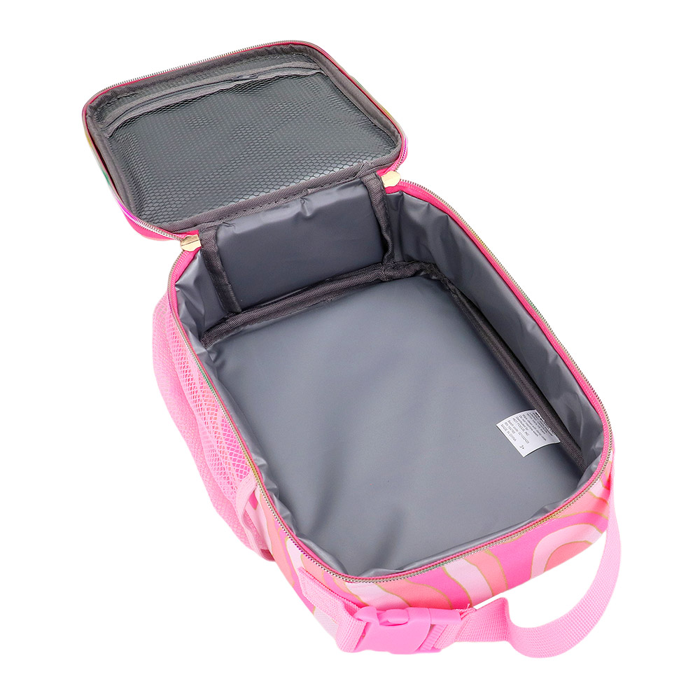 Hot Focus Groovy Flower Insulated Water Repellent Lunch Bag With Fun Keychain