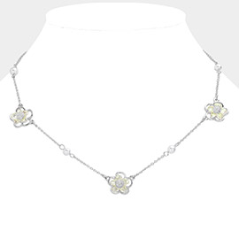 Lucite Flower Station Necklace