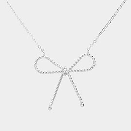 Metal Rope Bow Pendant Necklace