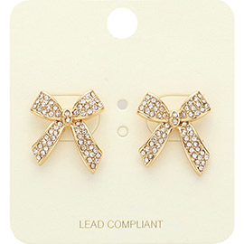 Stone Paved Bow Stud Earrings