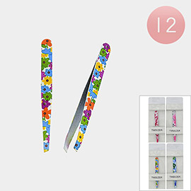 12PCS - Floral Pattern Printed Tweezers