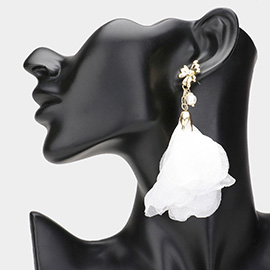 Oversized Pearl Pointed Flower Petal Earrings