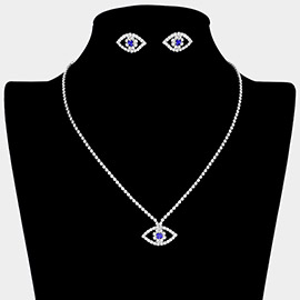 Rhinestone Paved Evil Eye Pointed Necklace