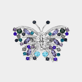 Stone Embellished Butterfly Pin Brooch