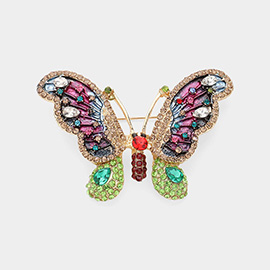 Stone Embellished Butterfly Pin Brooch