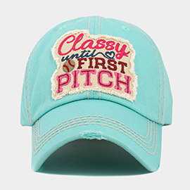 CLASSY WITH FIRST PITCH Message Vintage Baseball Cap