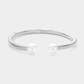 Pearl Tip Metal Cuff Bracelet