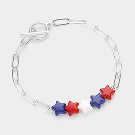 Star Beaded Pointed Paperclip Chain Bracelet