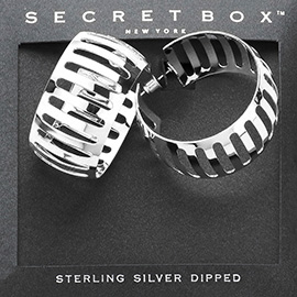 SECRET BOX_Sterling Silver Dipped Chunky Cutout Hoop Earrings
