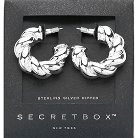 SECRET BOX_Sterling Silver Dipped Chunky Rope Hoop Earrings
