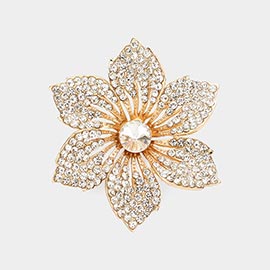Stone Pointed Stone Paved Flower Pin Brooch