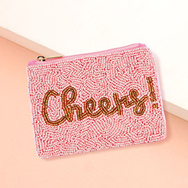 CHEERS! Message Seed Beaded Mini Pouch Bag