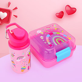 HOT FOCUS - Rainbow Dream Ice Cream Lunch Buddy Box Food Container Water Bottle Set