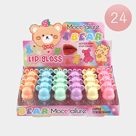 24PCS - Bear Shaped Glitter Shiny Vivid Color Lip Glosses 