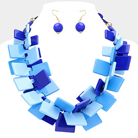 Abstract Resin Square Statement Necklace