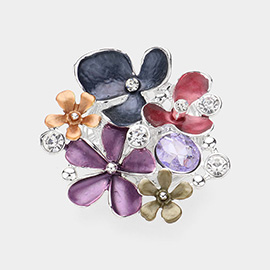 Colored Metal Flower Magnetic Brooch