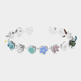 Flower Stone Pointed Cuff Bracelet