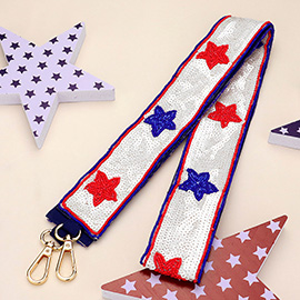 American USA Flag Star Seed Beaded Bag Strap