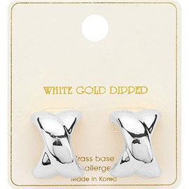 White Gold Dipped Criss Cross Earrings