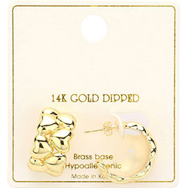 14K Gold Dipped Bumpy Heart Hoop Earrings