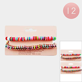 12 SET OF 2 - Heishi Beaded Stretch Bracelets