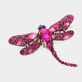 Stone Embellished Dragonfly Pin Brooch
